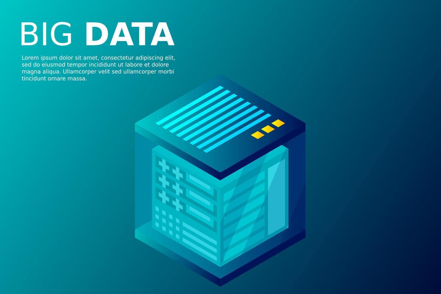 mainframe, servidor alimentado, concepto de alta tecnología, centro de datos, almacenamiento de datos en la nube vector