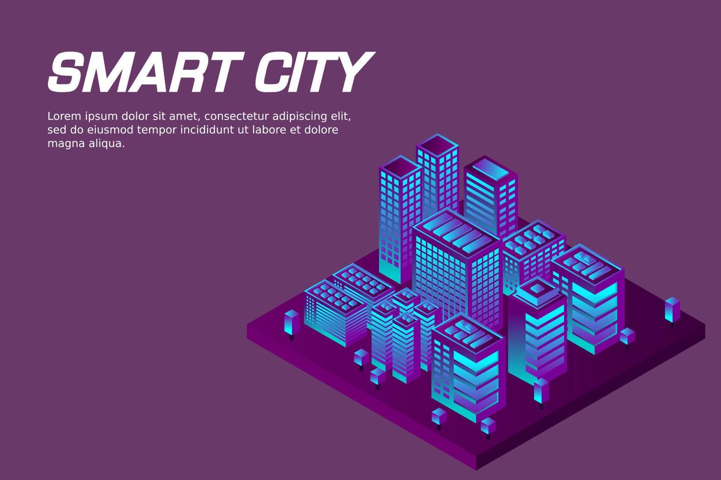 Isometric Future City. Real estate and construction industry concept vector