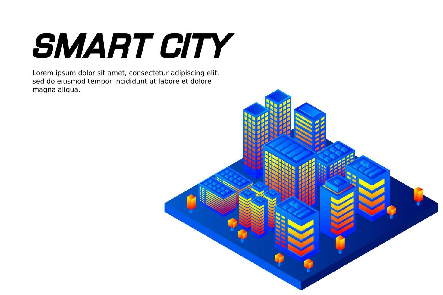 ciudad futura isométrica. concepto de la industria inmobiliaria y de la construcción vector