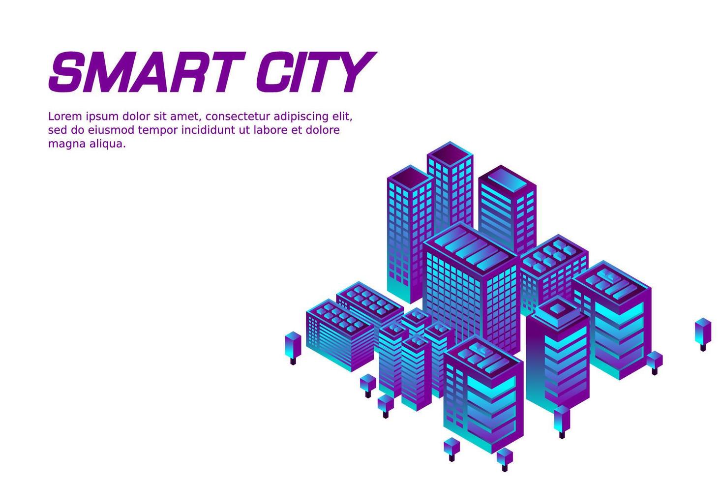 ciudad futura isométrica. concepto de la industria inmobiliaria y de la construcción vector