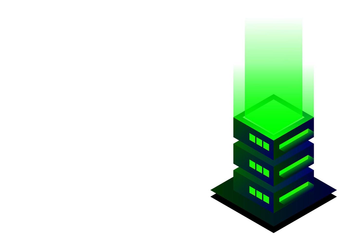 Datacenter isometric vector illustration. Abstract 3d hosting server or data center room background. Network or mainframe infrastructure website header layout