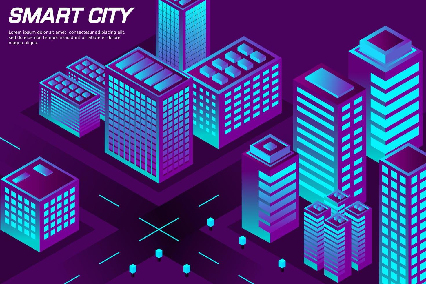 Isometric Future City. Real estate and construction industry concept vector