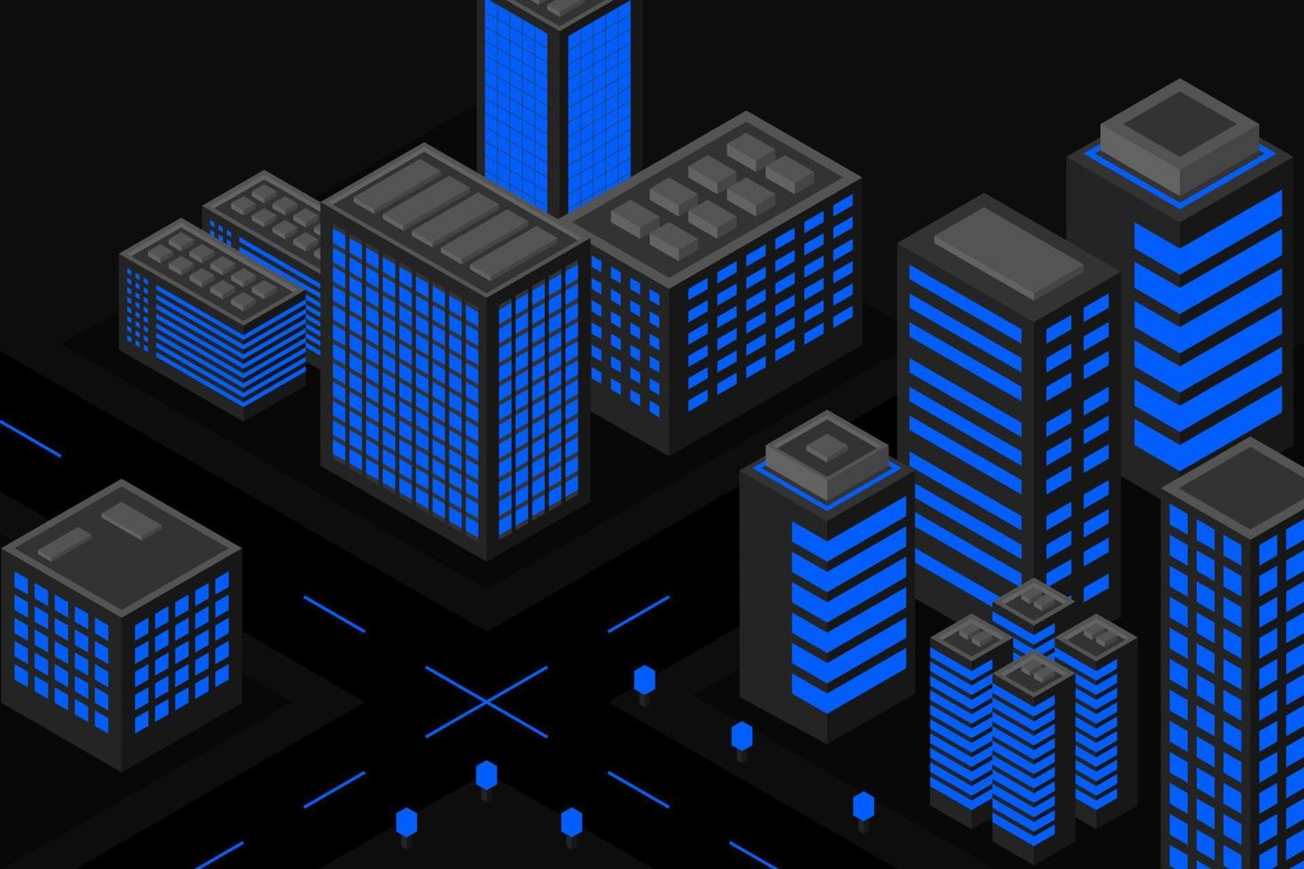 ciudad futura isométrica. concepto de la industria inmobiliaria y de la construcción vector