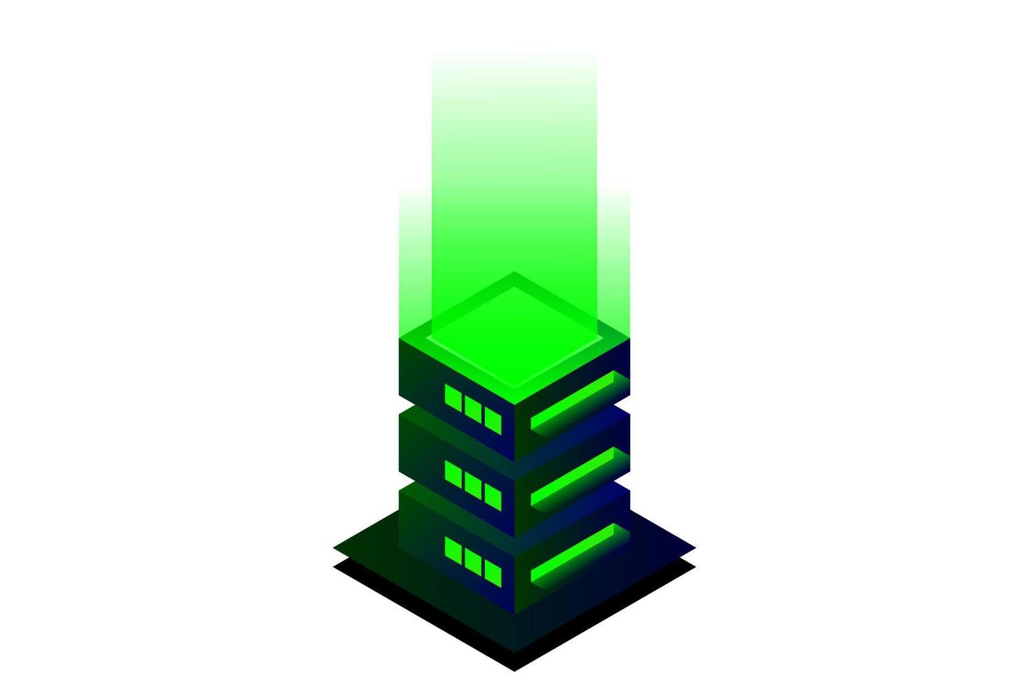 Datacenter isometric vector illustration. Abstract 3d hosting server or data center room background. Network or mainframe infrastructure website header layout