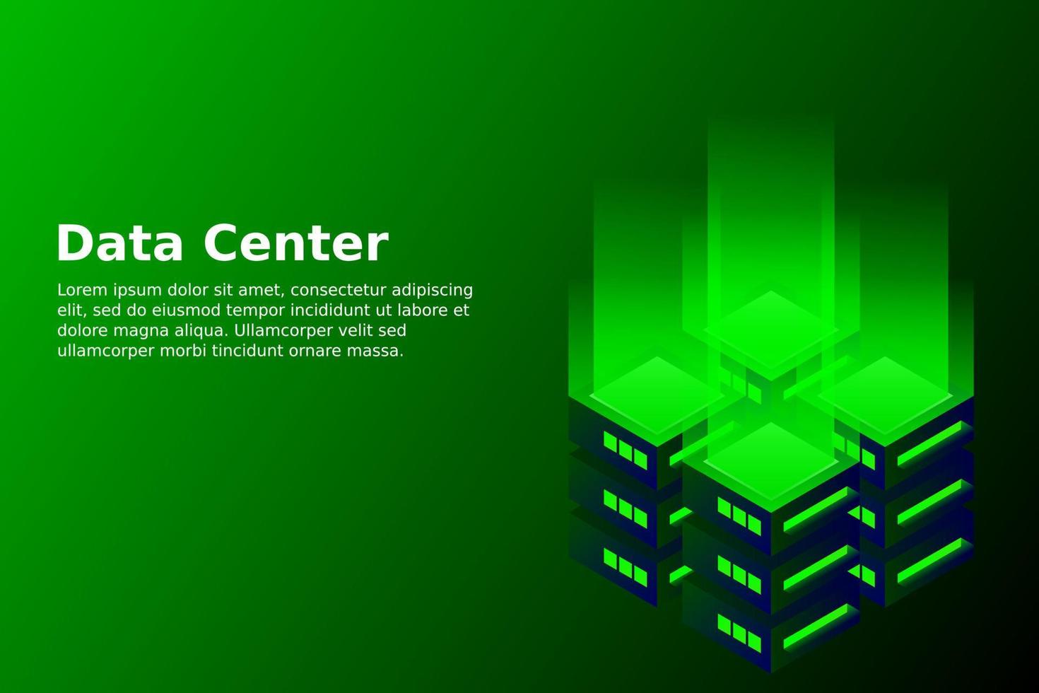 Datacenter isometric vector illustration. Abstract 3d hosting server or data center room background. Network or mainframe infrastructure website header layout