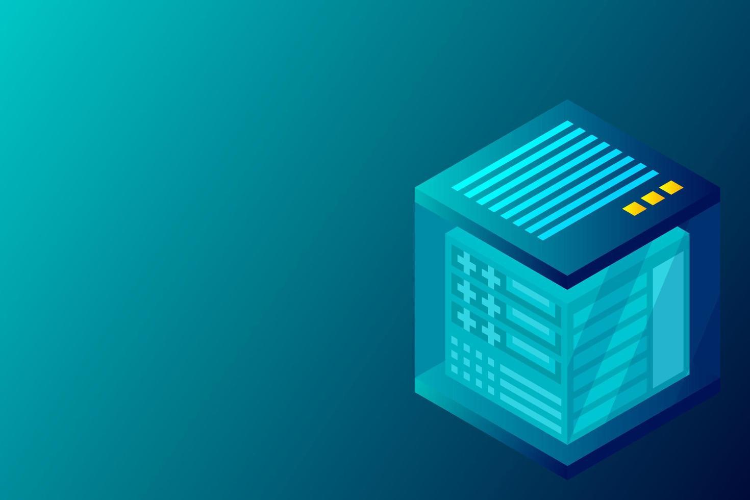Mainframe, powered server, high technology concept, data center, cloud data storage vector