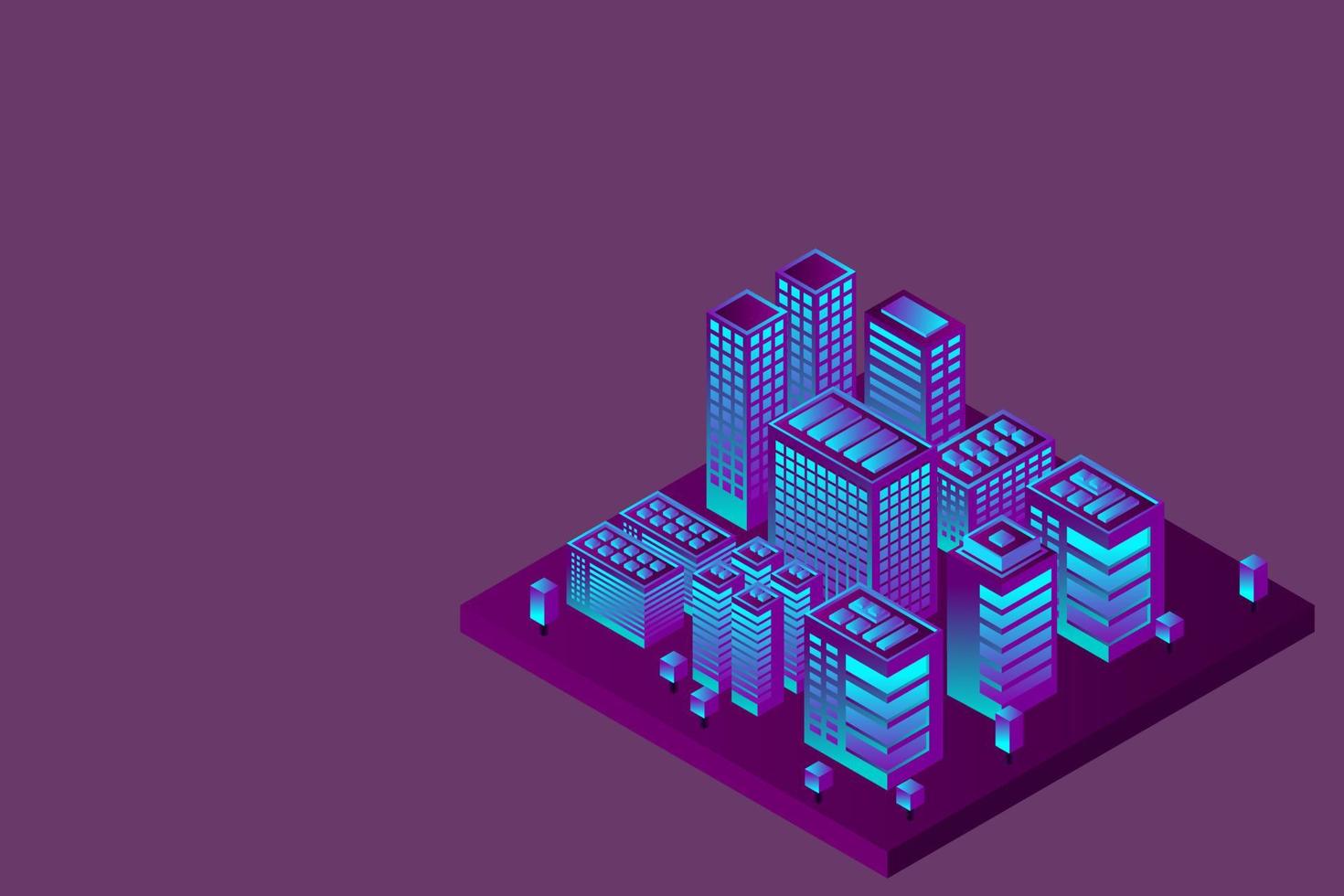 ciudad futura isométrica. concepto de la industria inmobiliaria y de la construcción vector