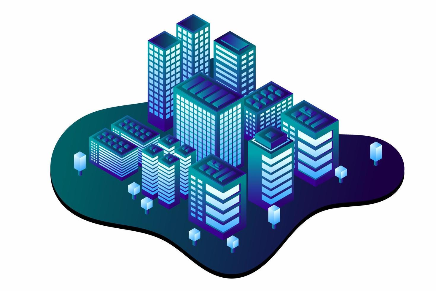 ciudad futura isométrica. concepto de la industria inmobiliaria y de la construcción vector