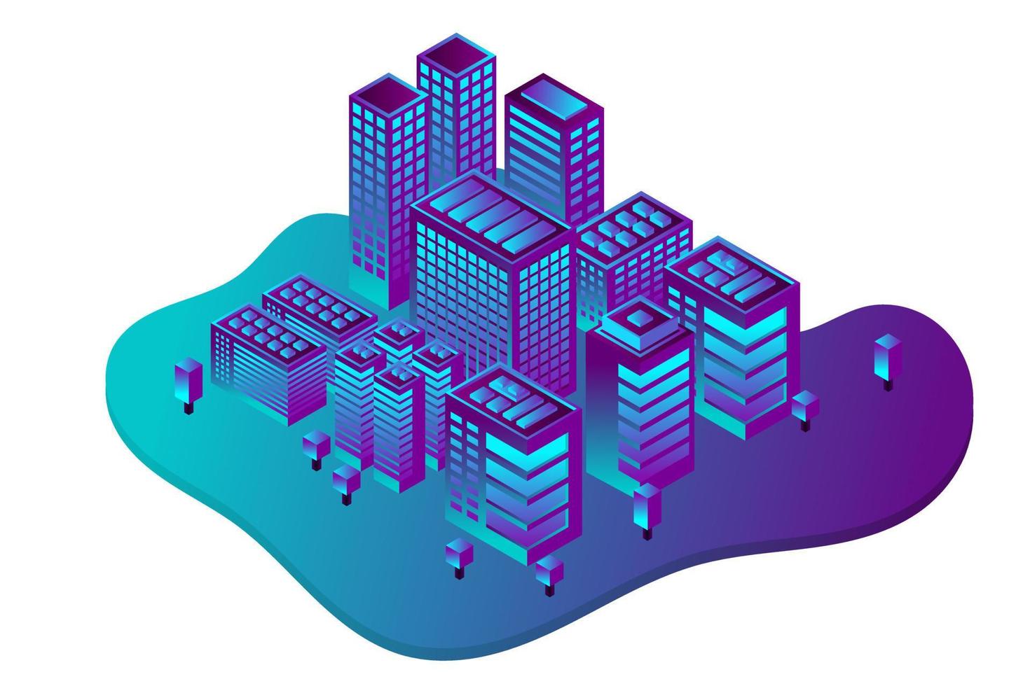 Isometric Future City. Real estate and construction industry concept vector