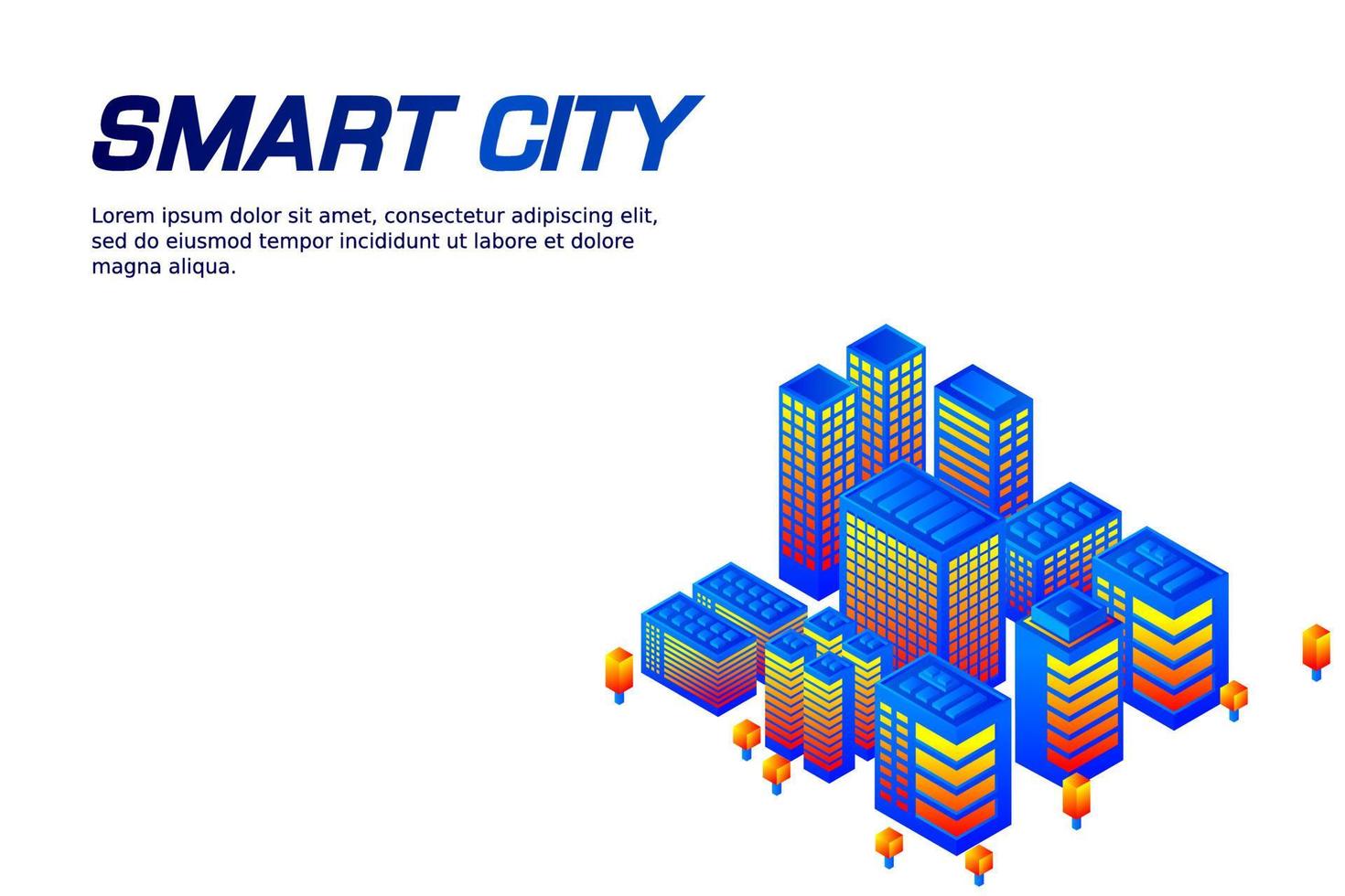 Isometric Future City. Real estate and construction industry concept vector