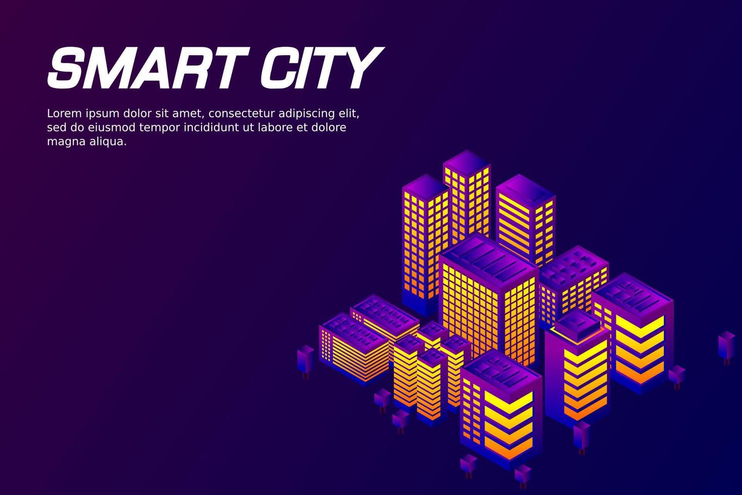 Isometric Future City. Real estate and construction industry concept vector