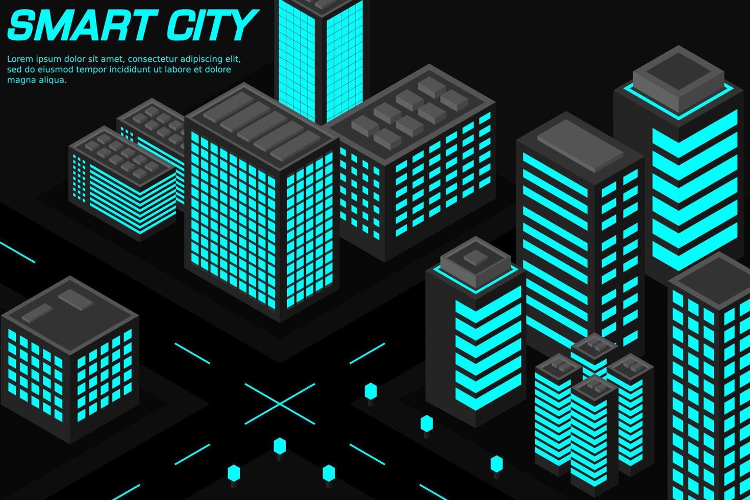 Isometric Future City. Real estate and construction industry concept vector