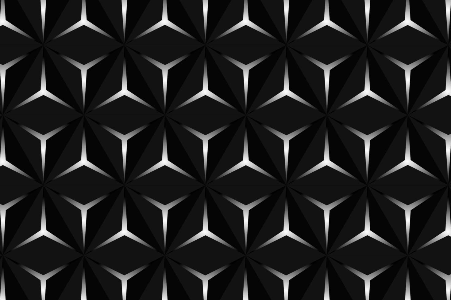 Volumetric polygonal black pattern. Vector luxury abstract black background.