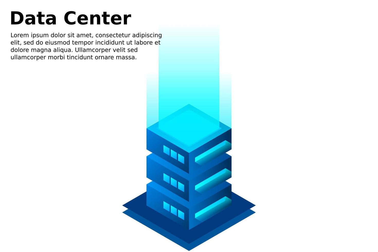 Datacenter isometric vector illustration. Abstract 3d hosting server or data center room background. Network or mainframe infrastructure website header layout