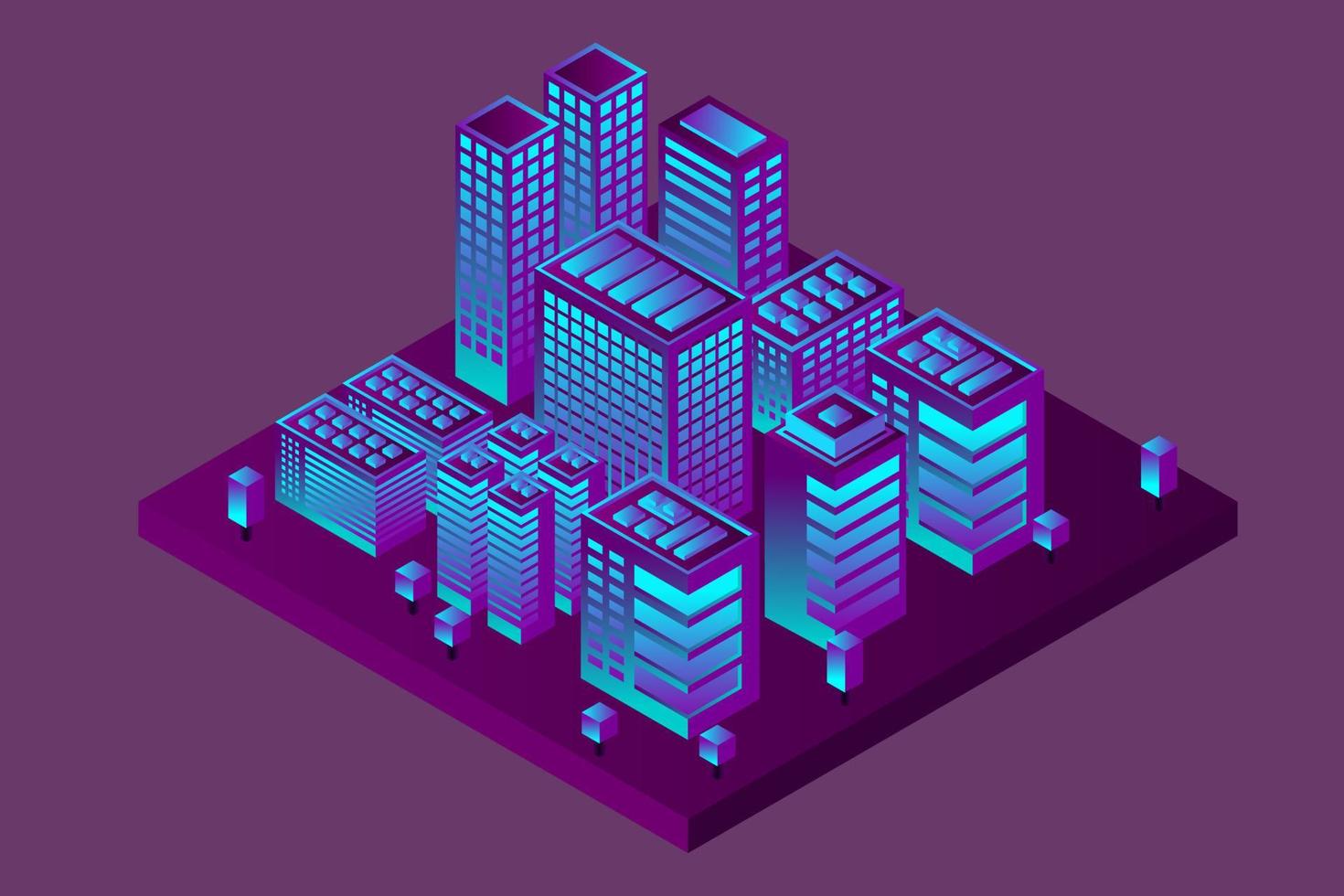 Isometric Future City. Real estate and construction industry concept vector