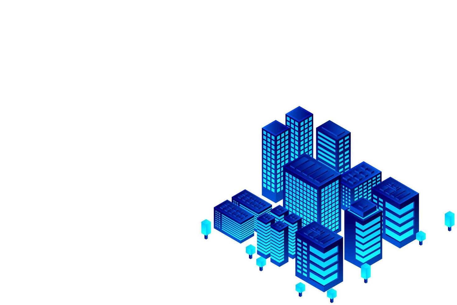 Isometric Future City. Real estate and construction industry concept vector