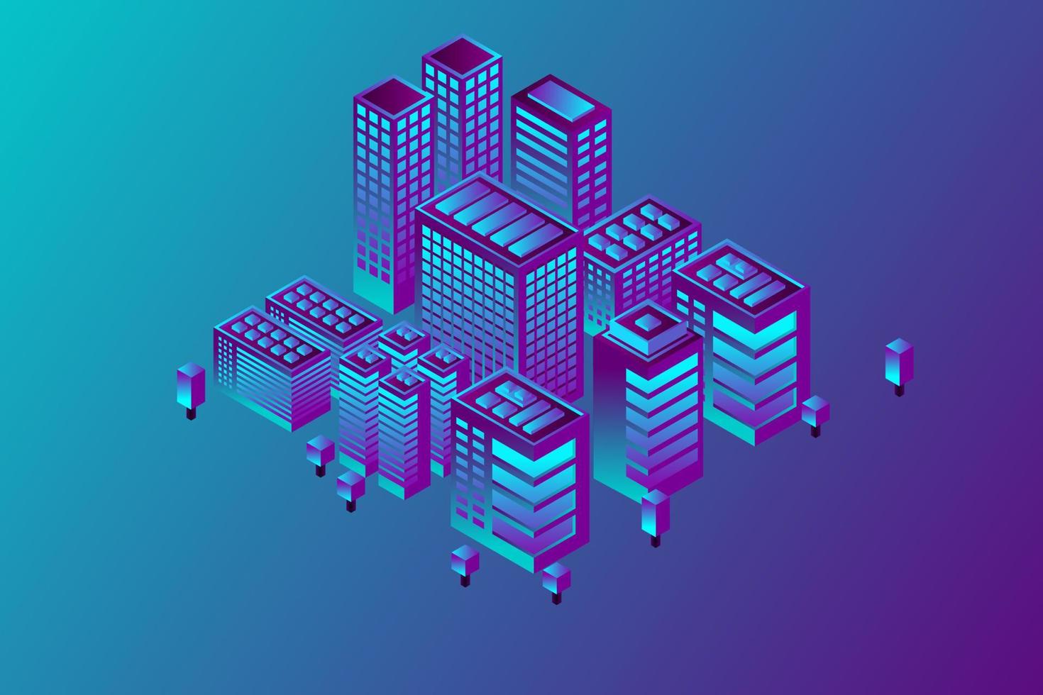 Isometric Future City. Real estate and construction industry concept vector