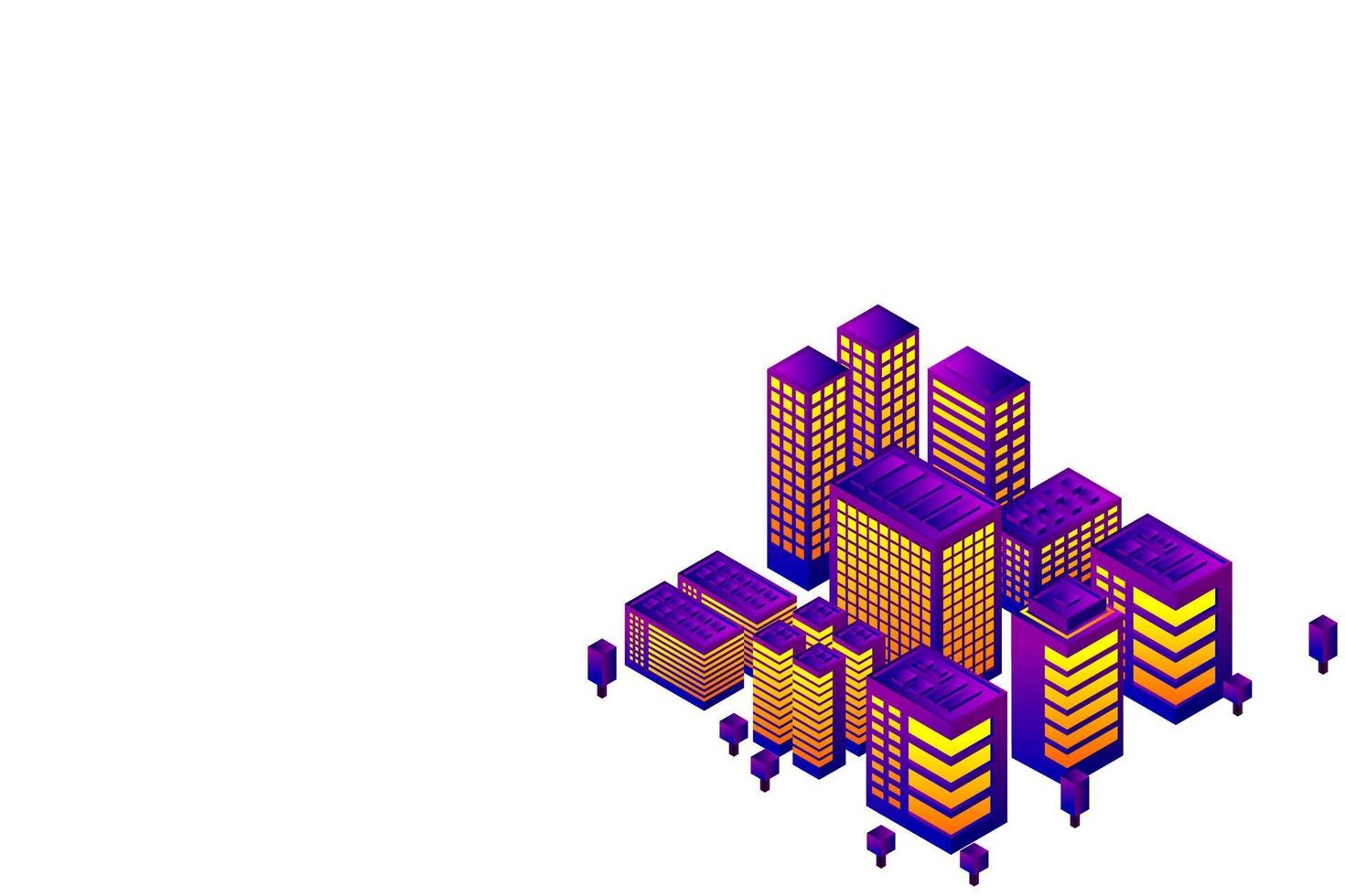 ciudad futura isométrica. concepto de la industria inmobiliaria y de la construcción vector