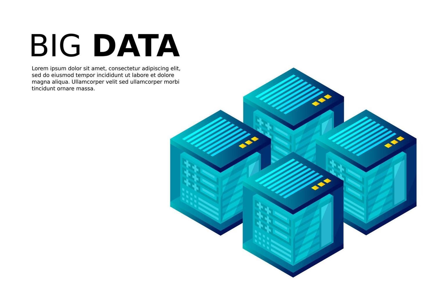 mainframe, servidor alimentado, concepto de alta tecnología, centro de datos, almacenamiento de datos en la nube vector