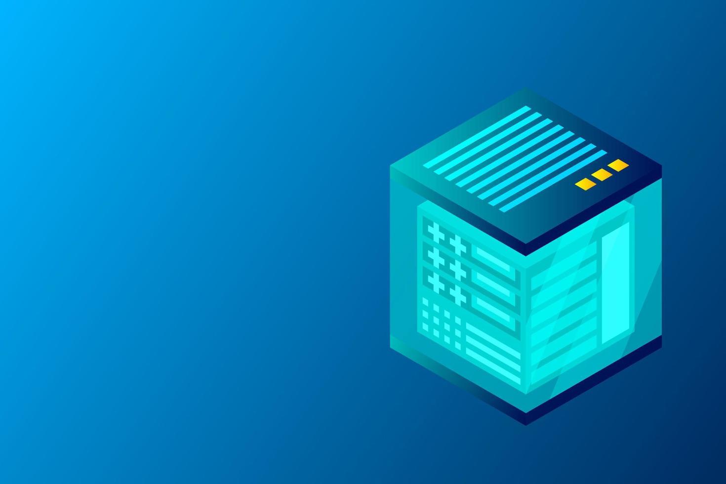 Mainframe, powered server, high technology concept, data center, cloud data storage vector