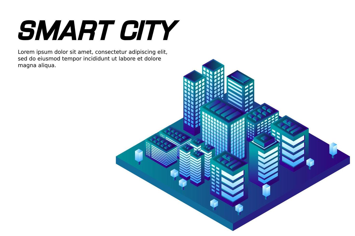 ciudad futura isométrica. concepto de la industria inmobiliaria y de la construcción vector