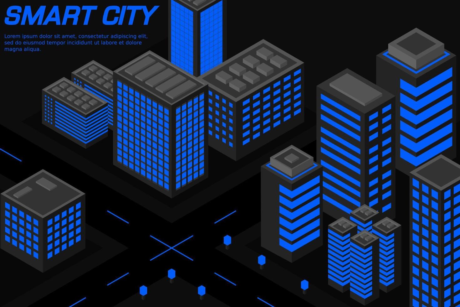 ciudad futura isométrica. concepto de la industria inmobiliaria y de la construcción vector