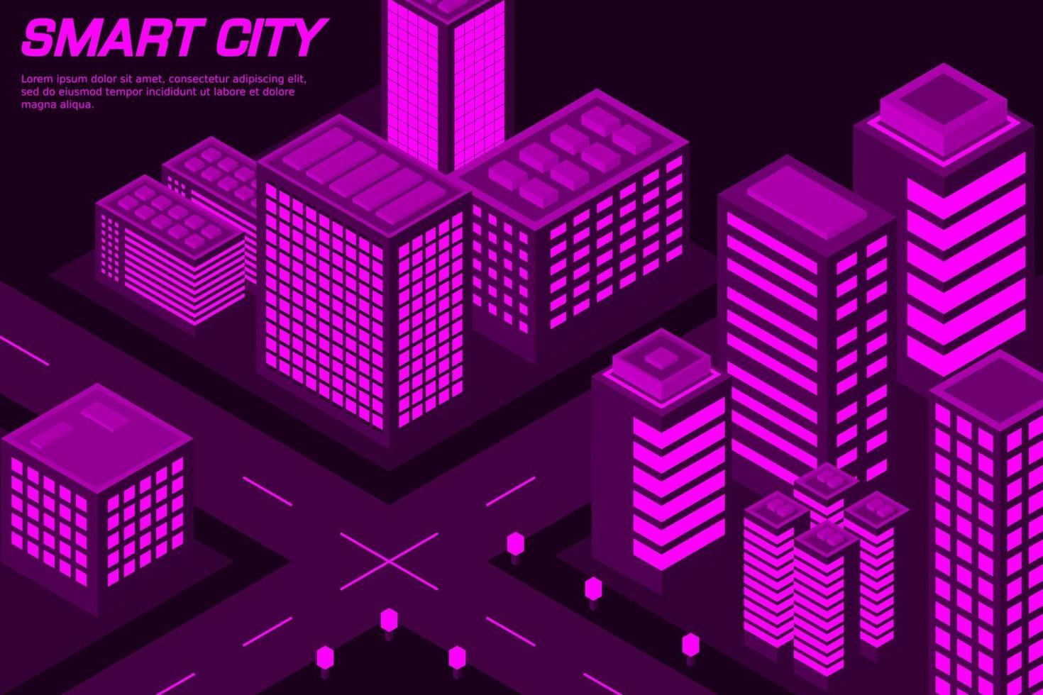 Isometric Future City. Real estate and construction industry concept vector