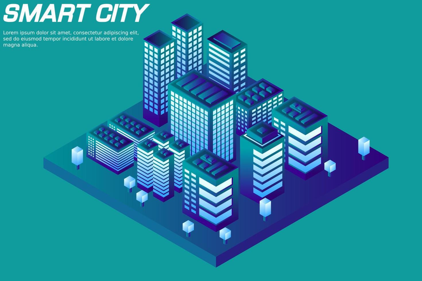 Isometric Future City. Real estate and construction industry concept vector