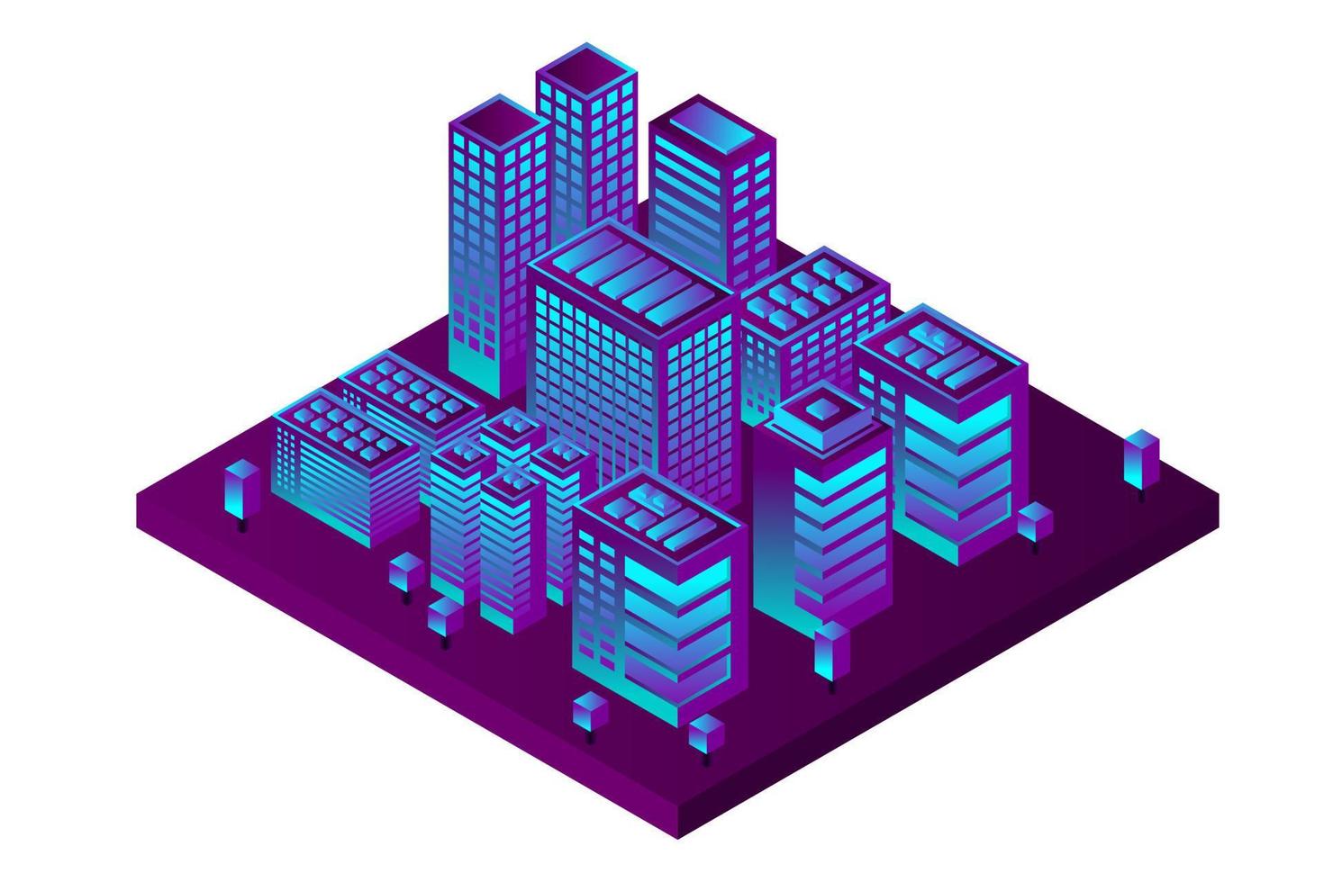 ciudad futura isométrica. concepto de la industria inmobiliaria y de la construcción vector