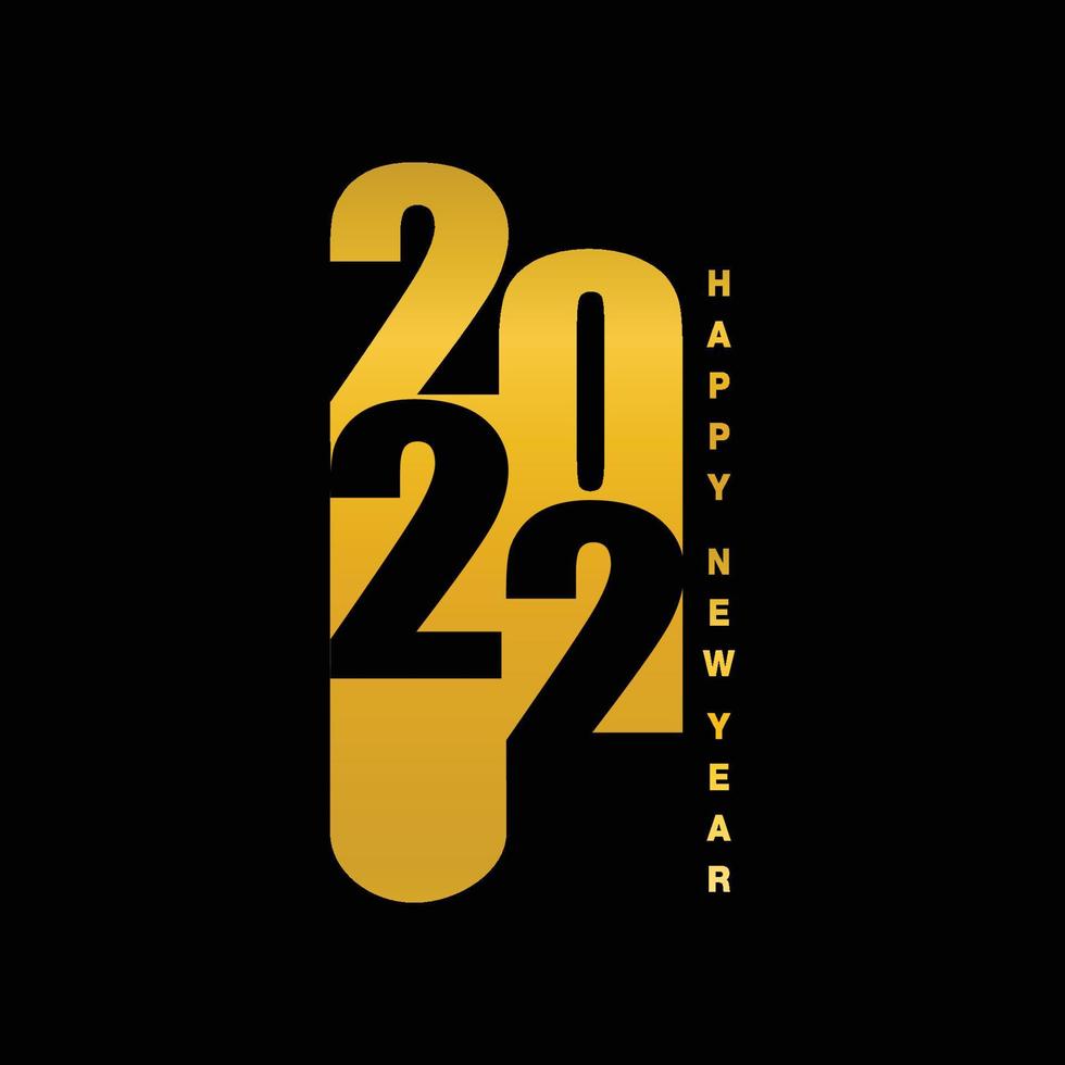 2022 feliz año nuevo elegante diseño - ilustración vectorial de oro 2022 números de logotipo sobre fondo negro - tipografía perfecta para 2022 guardar los diseños de lujo de fecha y celebración de año nuevo. vector