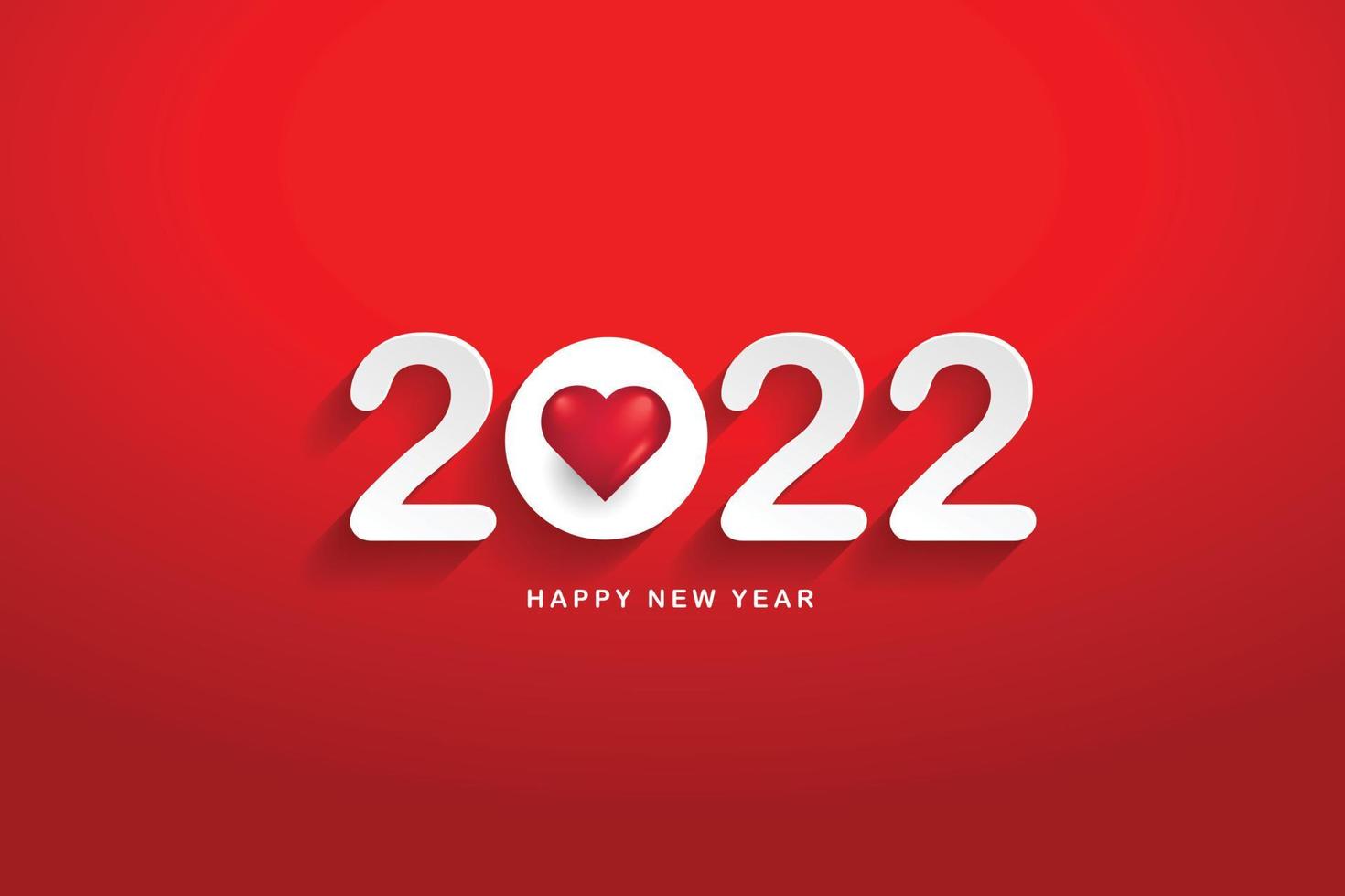 Feliz año nuevo 2022 tarjeta de felicitación sobre fondo rojo.Ilustración de vector. vector