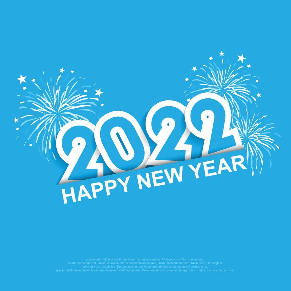 Feliz año nuevo 2022 ilustración vectorial de fuegos artificiales. vector