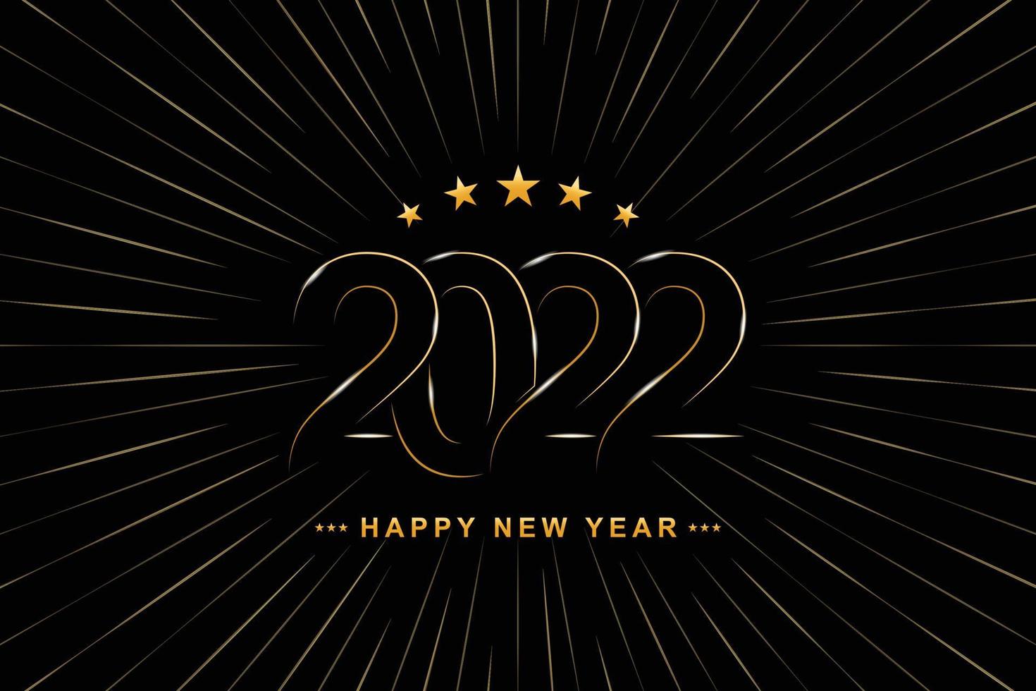 2022 Happy New Year elegant design - vector illustration of golden 2022 logo numbers on black background - perfect typography for 2022 save the date luxury designs and new year celebration.