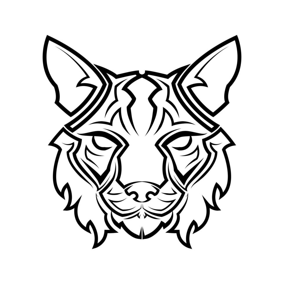 Black and white line art of wildcat head. Good use for symbol, mascot, icon, avatar, tattoo,T-Shirt design, logo or any design. vector