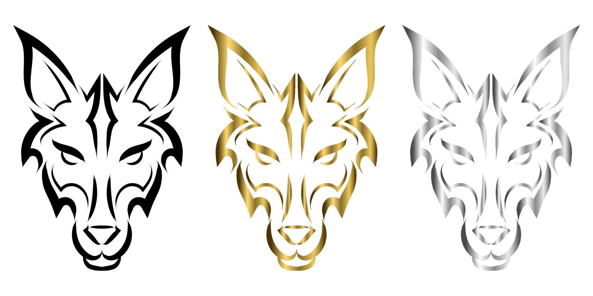 arte lineal de cabeza de lobo. Buen uso de símbolo, mascota, icono, avatar, tatuaje, diseño de camiseta, logotipo o cualquier diseño que desee. vector