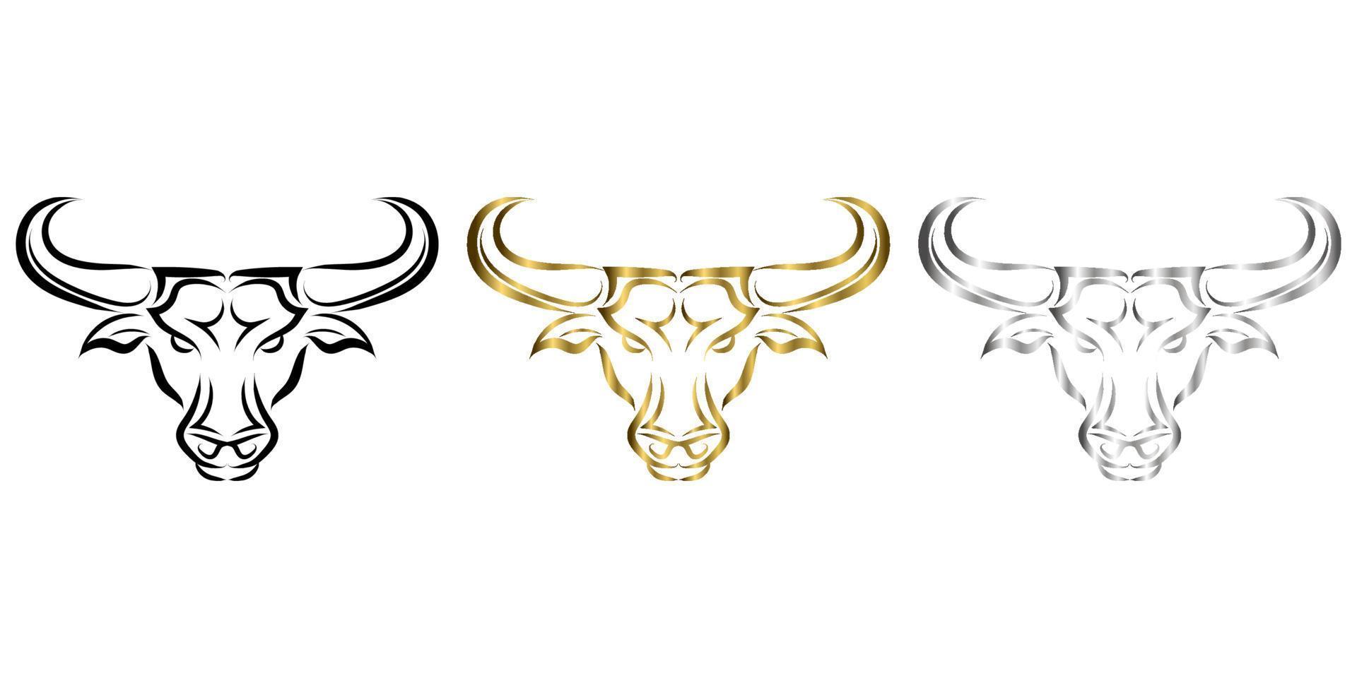 Line Vector Illustration front view of Bull. It is signs of the taurus zodiac.