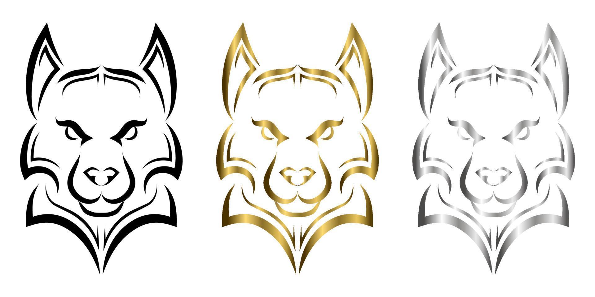 arte lineal de cabeza de lobo. Buen uso de símbolo, mascota, icono, avatar, tatuaje, diseño de camiseta, logotipo o cualquier diseño que desee. vector