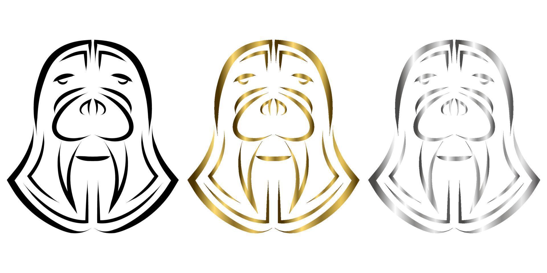 Black and white line art of walrus head. Good use for symbol, mascot, icon, avatar, tattoo, T Shirt design, logo or any design you want. vector