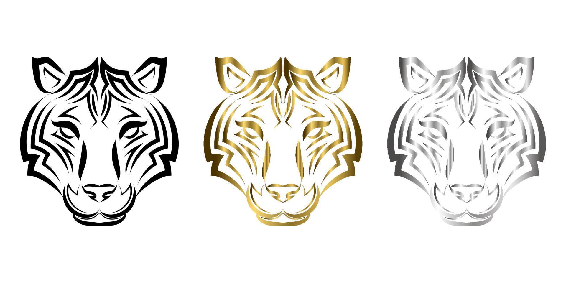 vector de arte lineal de cabeza de tigre. Adecuado para uso como decoración o logotipo.