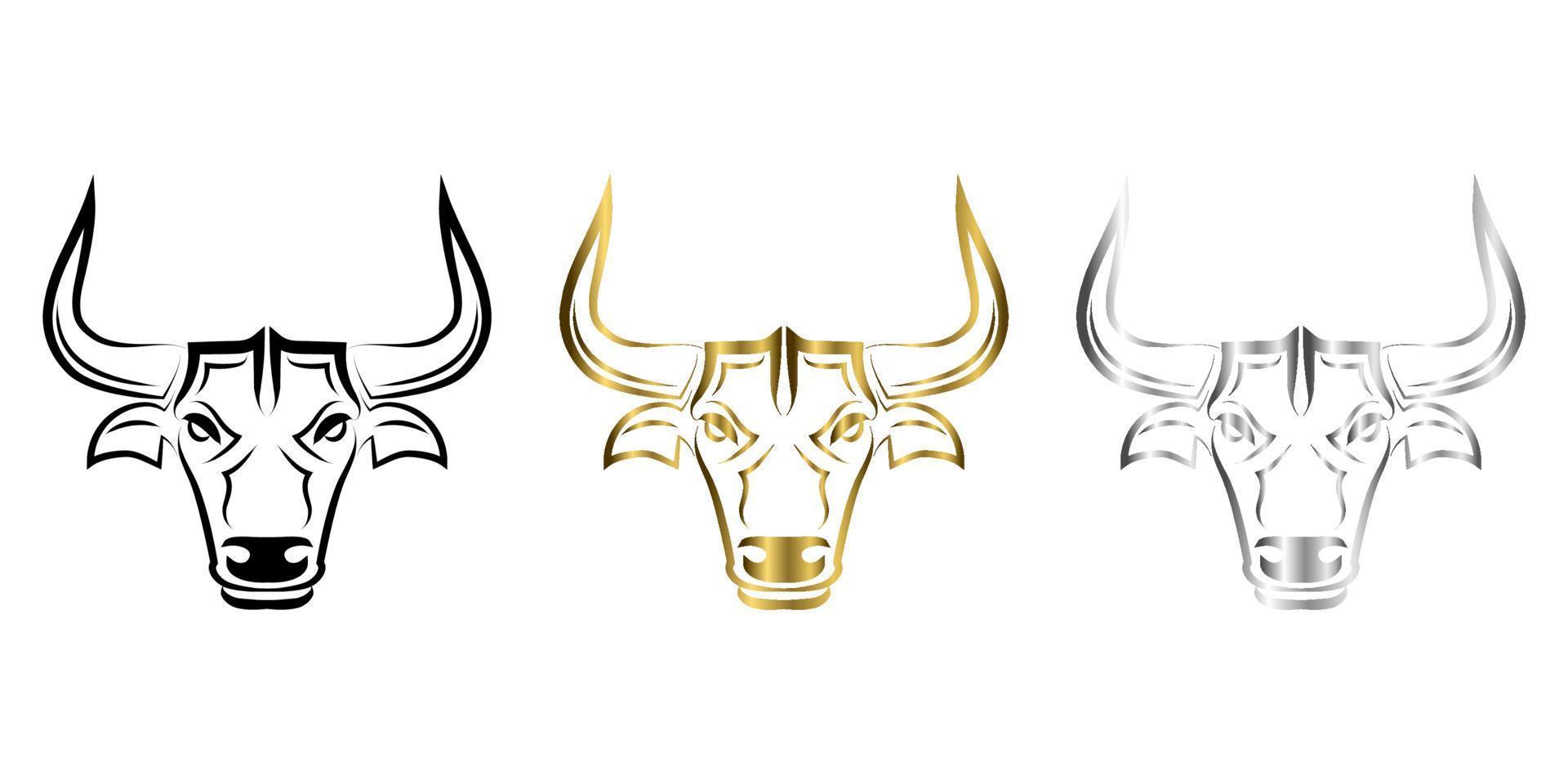 Line Vector Illustration front view of Bull. It is signs of the taurus zodiac.