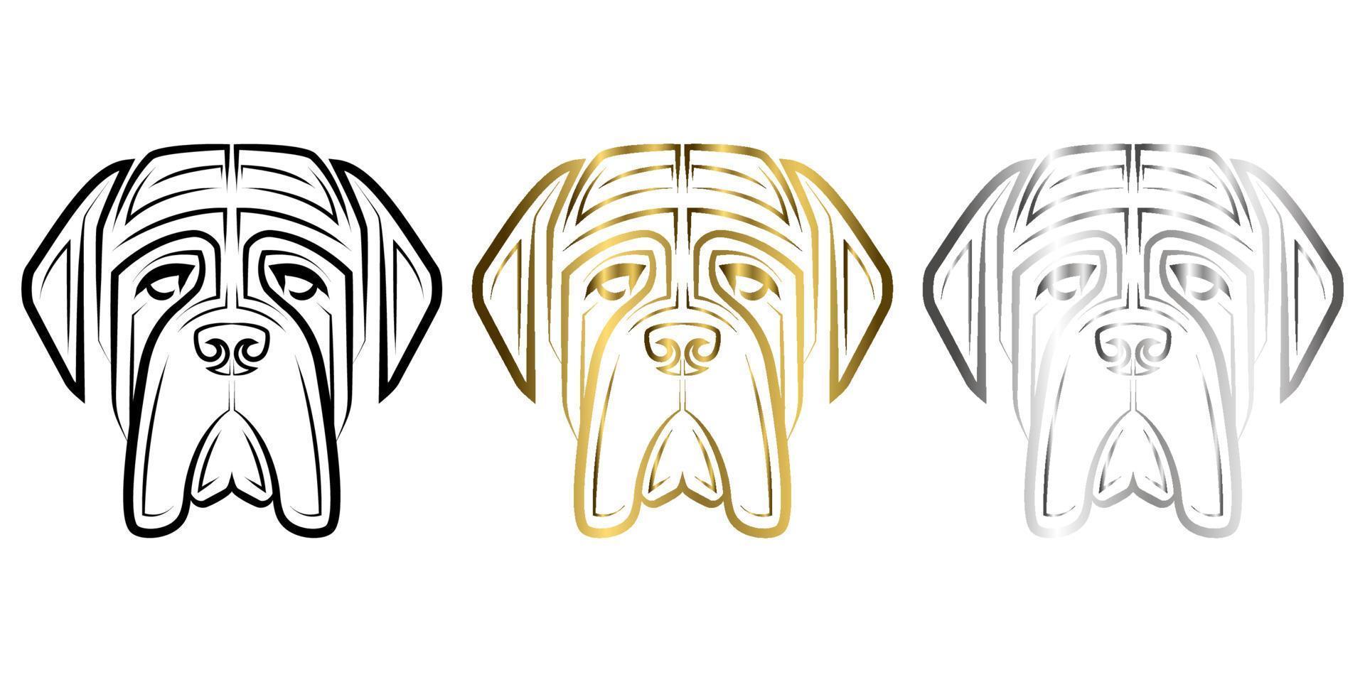 arte lineal de la cabeza de perro mastín inglés. Buen uso de símbolo, mascota, icono, avatar, tatuaje, diseño de camiseta, logotipo o cualquier diseño que desee. vector