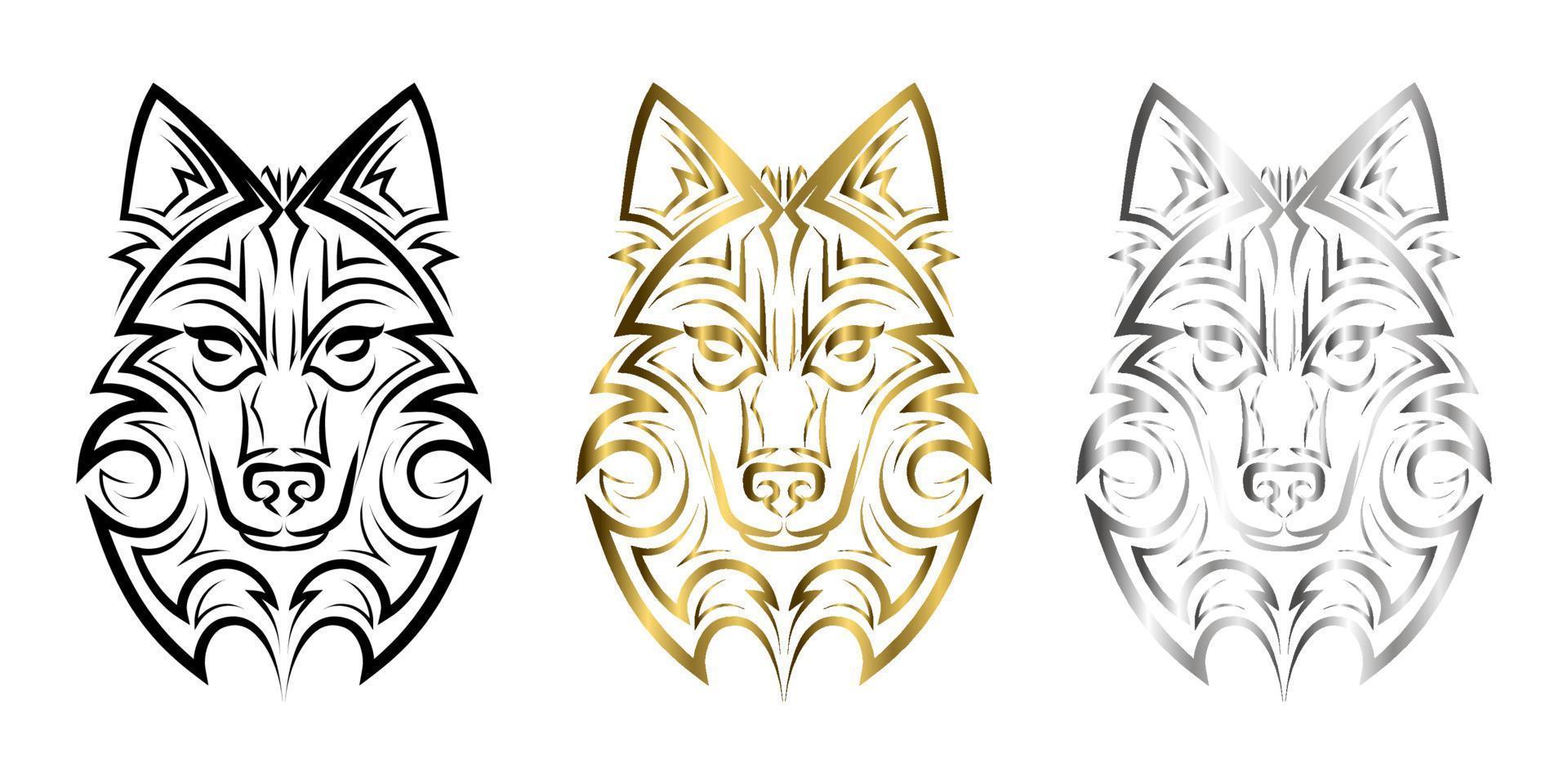 arte lineal de cabeza de lobo. Buen uso de símbolo, mascota, icono, avatar, tatuaje, diseño de camiseta, logotipo o cualquier diseño que desee. vector