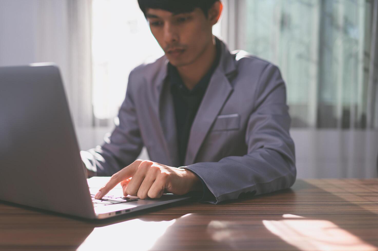 business man use a computer to work photo