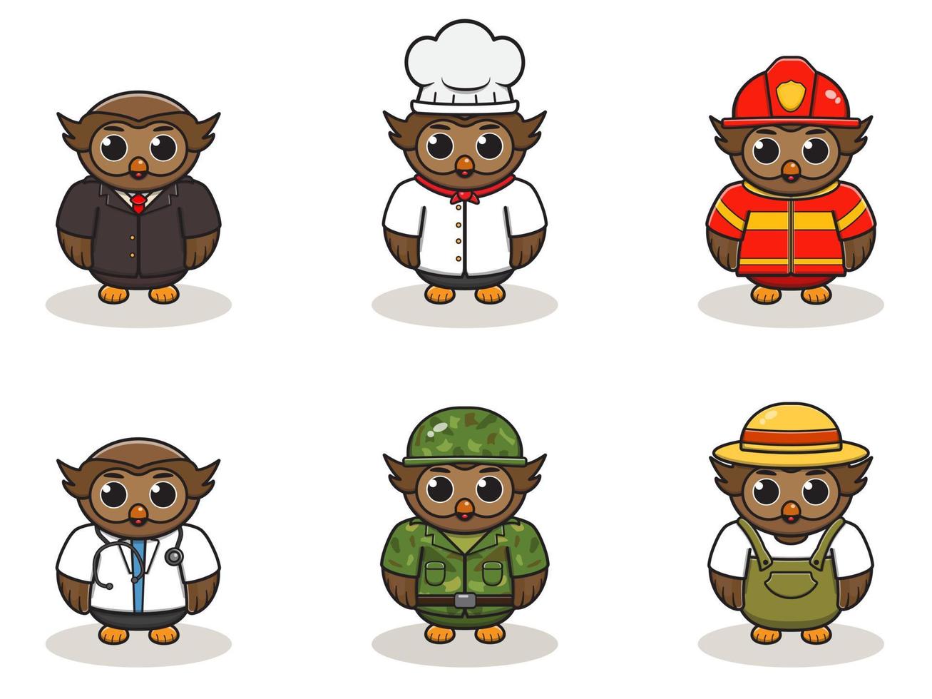 cute job Owl cartoon bundle set. 4774506 Vector Art at Vecteezy