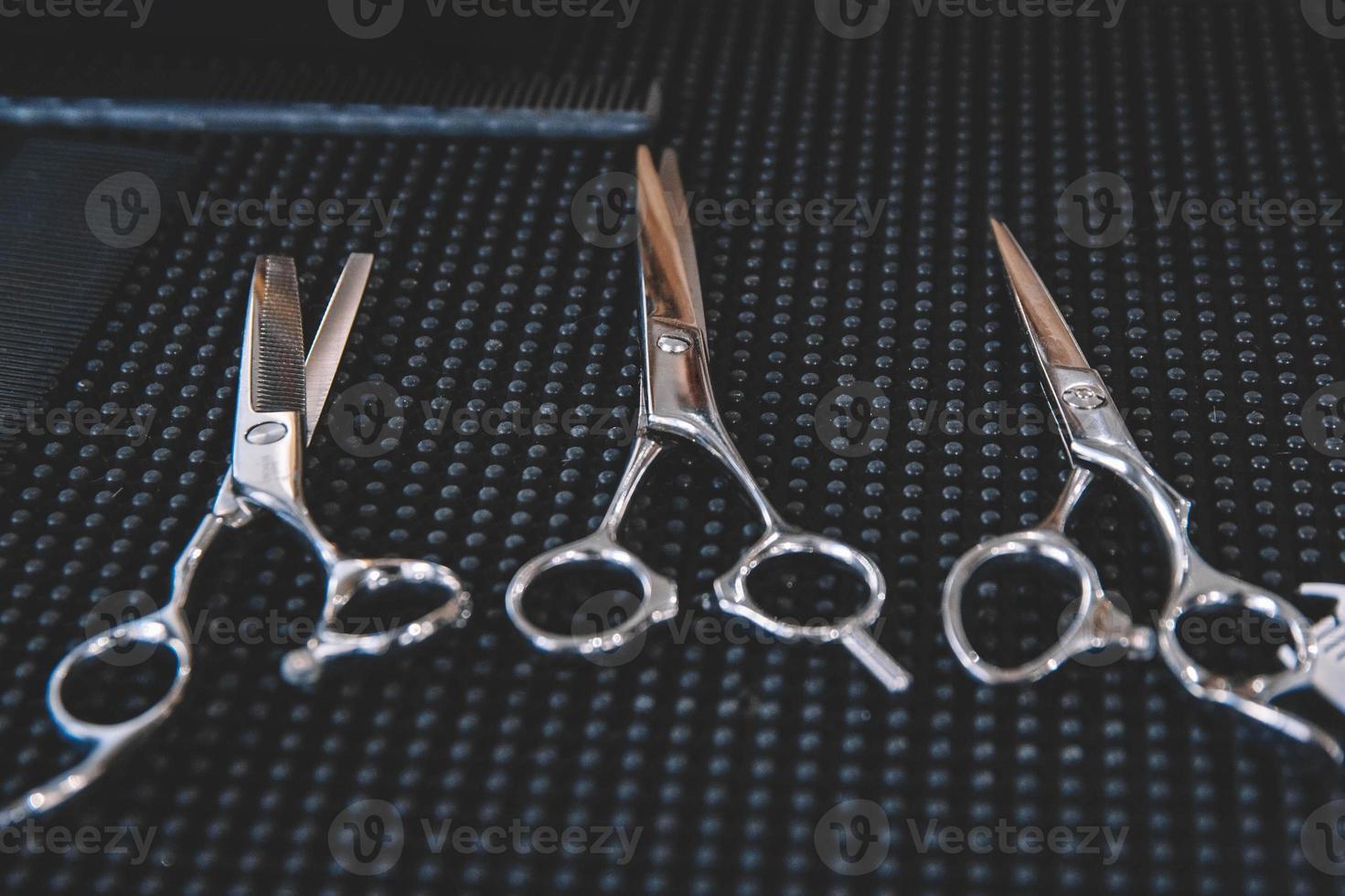 Stylish professional barber scissors photo