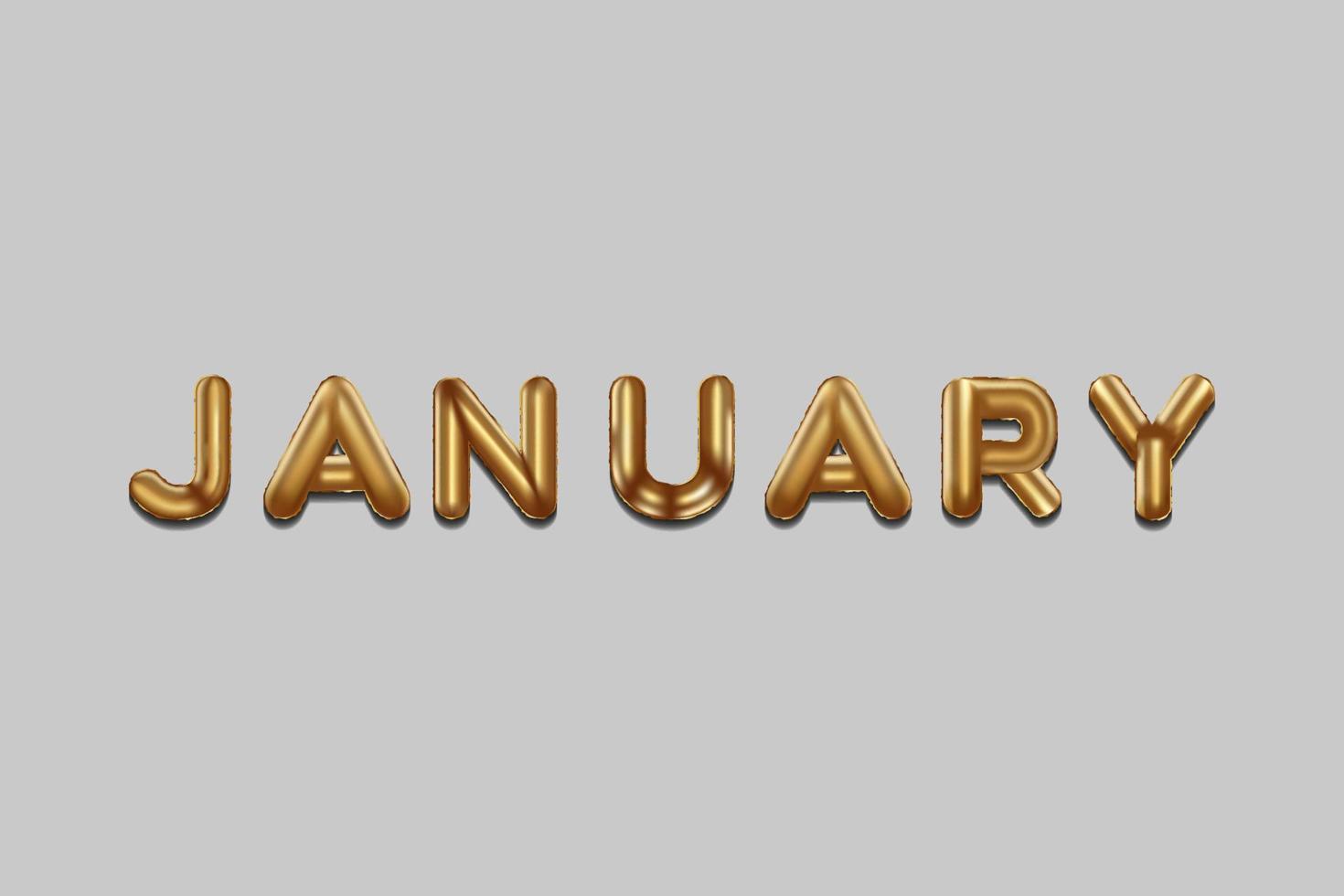 january written with golden foil balloons. january letter golden balloons, january typography. isolated vector design