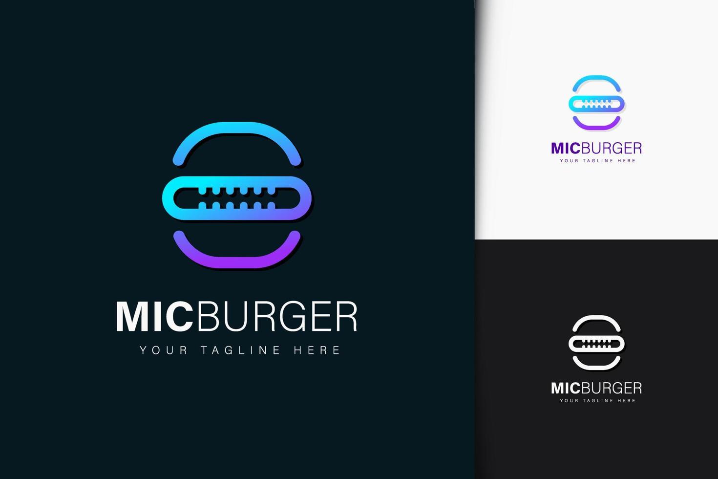 Microfone burger logo design with gradient vector