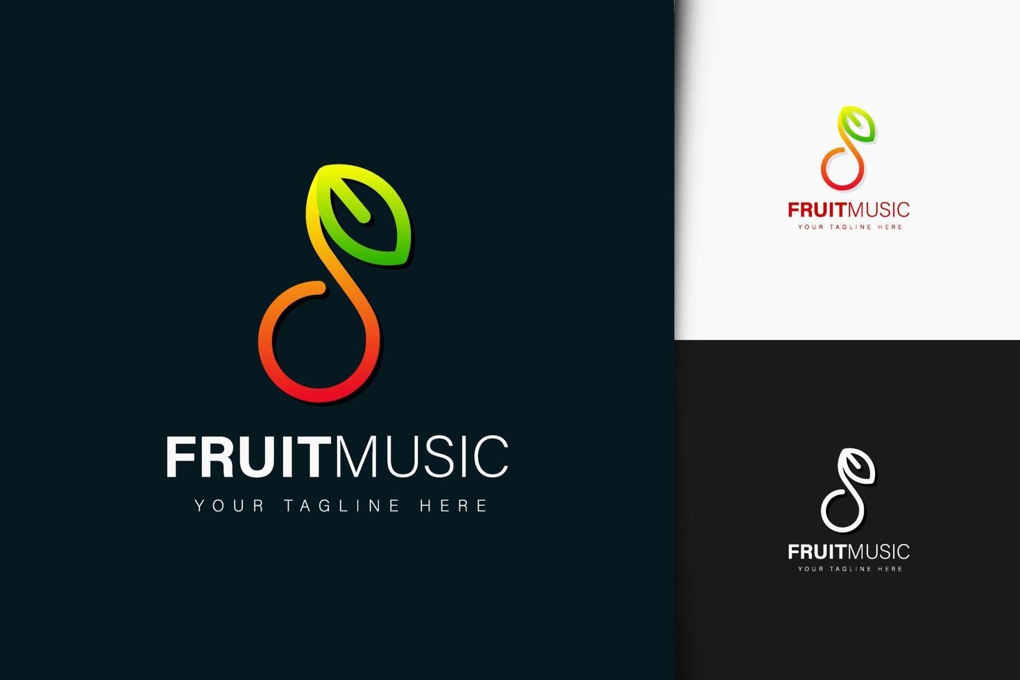 diseño de logotipo de música de frutas con degradado vector