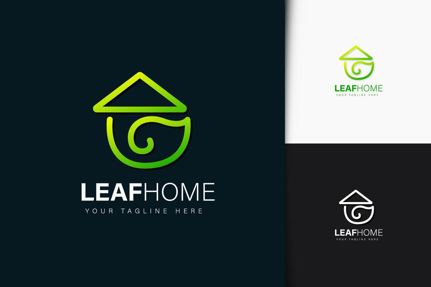 Leaf home logo design with gradient vector