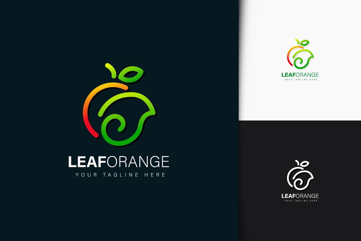 Leaf orange logo design with gradient vector